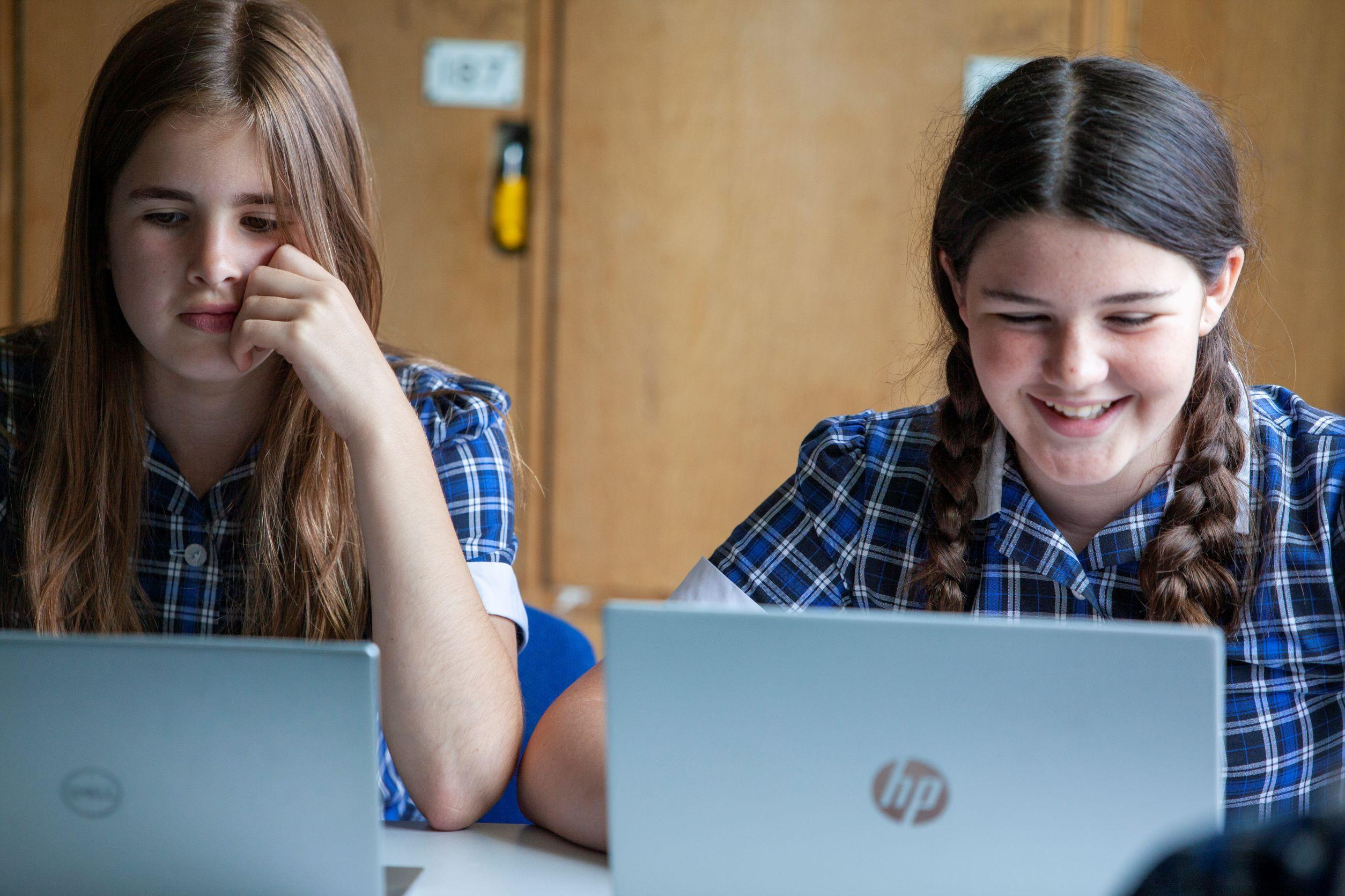 2 students studying web